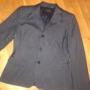 Authentic Tahari - gray blazer w/ white stripes